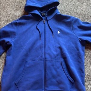 Men’s Sz Large Polo Ralph Lauren Blue zip up coat with hood casual winter
